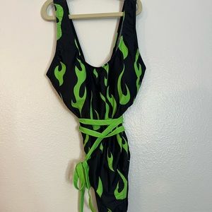 Green flame swimsuit